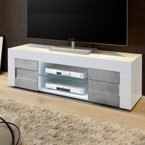 Mobile porta TV soggiorno bianco grigio 2 ante Wireburn Petite Easy Promozione