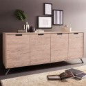 Buffet de rangement pour salon 4 portes 206 cm en bois Kalua Palma Promotion