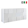 Buffet design à carreaux 3 portes en bois blanc brillant Dama Wh S Vente