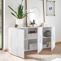 Buffet design à carreaux 3 portes en bois blanc brillant Dama Wh S Choix