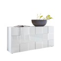 Buffet design à carreaux 3 portes en bois blanc brillant Dama Wh S Remises