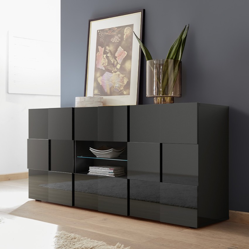 Moderne Anrichte Wohnzimmer Anthrazit Hochglanz 2 Türen 2 Schubladen Dama Rt M Aktion Moderne Anrichte Wohnzimmer Anthrazit Hochglanz 2 Türen 2 Schubladen Dama Rt M Aktion
