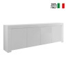 Sideboard 4 Türen Wohnzimmerschrank 210cm glänzend weiß Holz Amalfi Wh XL Verkauf
