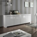 Sideboard 4 Türen Wohnzimmerschrank 210cm glänzend weiß Holz Amalfi Wh XL Sales