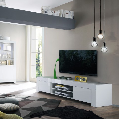 Moderner TV-Ständer 2 Türen glänzend weiß Tab Amalfi Aktion
