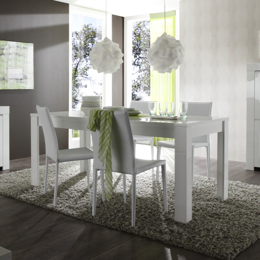 Volantis tavolo da pranzo allungabile 90x130-234cm design moderno bianco