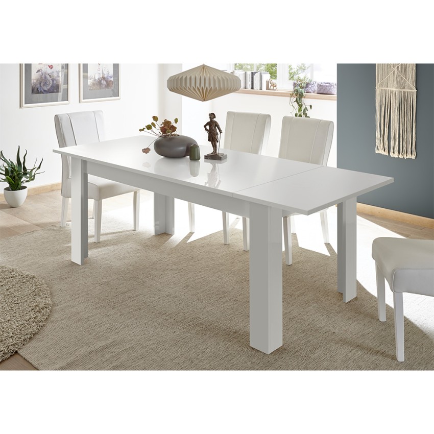 Lit Amalfi tavolo allungabile moderno bianco lucido 90x137-185cm