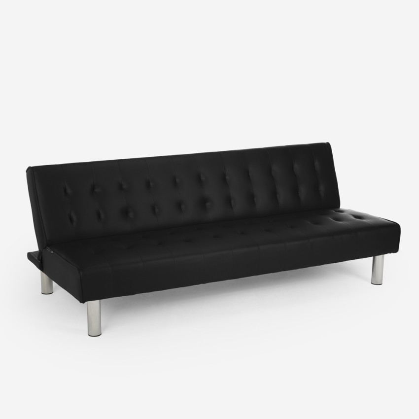 Divano letto clic clac 2 posti in similpelle reclinabile Elly Nero II Scelta Promozione