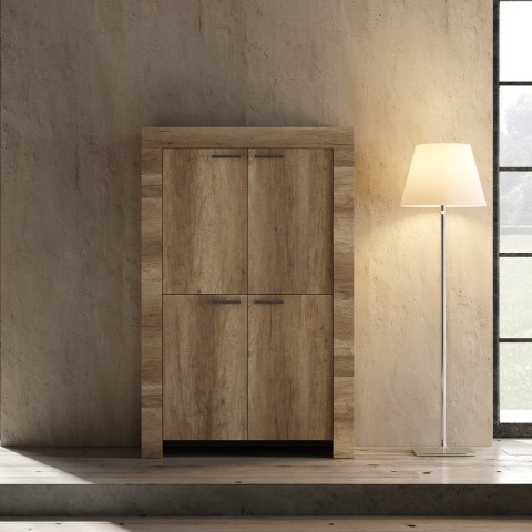 Buffet meuble haut cuisine salon en bois 4 portes Moyen Land Promotion