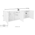 Modernes Design Sideboard 241cm 4 Türen glänzend grau Prisma Rt XL Auswahl