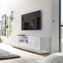 Meuble TV moderne avec 2 portes et 1 tiroir, blanc brillant Alis Wh Prisma Promotion