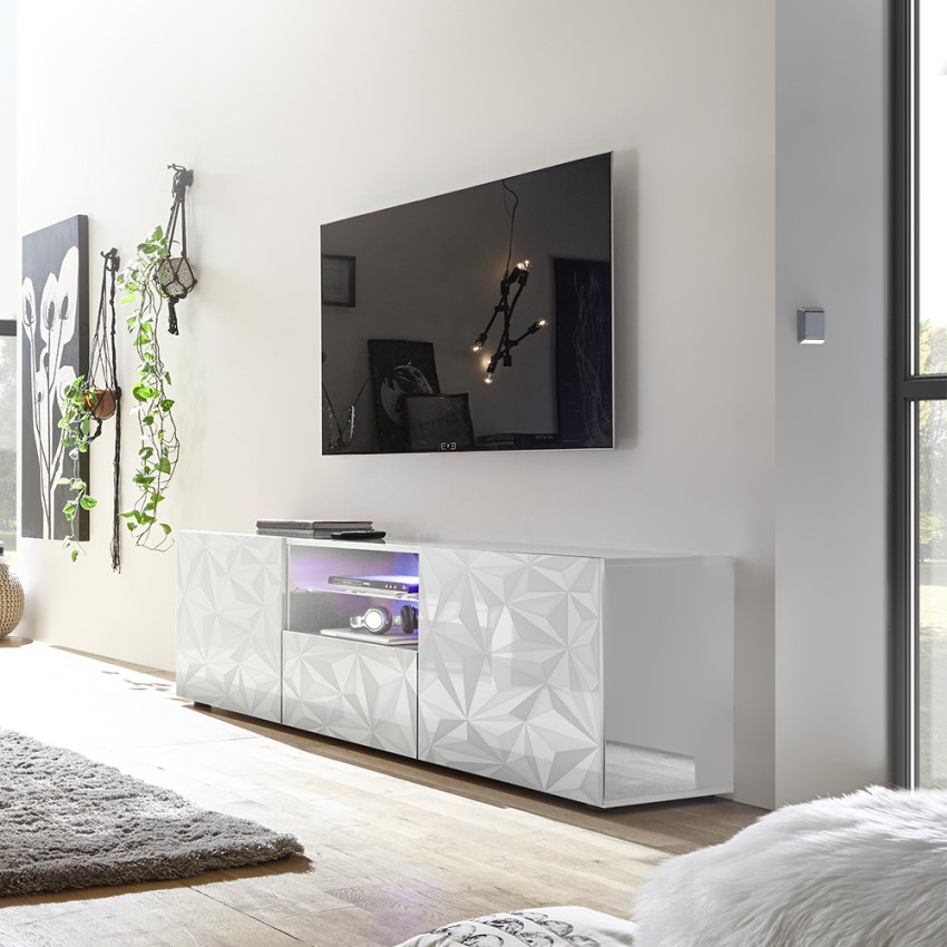 Moderner TV-Schrank 2 Türen 1 Schublade Hochglanz Weiß Alis Wh Prisma Aktion Moderner TV-Schrank 2 Türen 1 Schublade Hochglanz Weiß Alis Wh Prisma Aktion