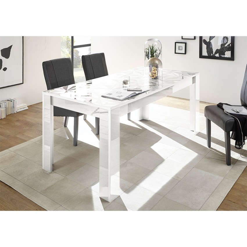 Echo Basic tavolo da pranzo cucina moderno 180x90cm bianco lucido legno