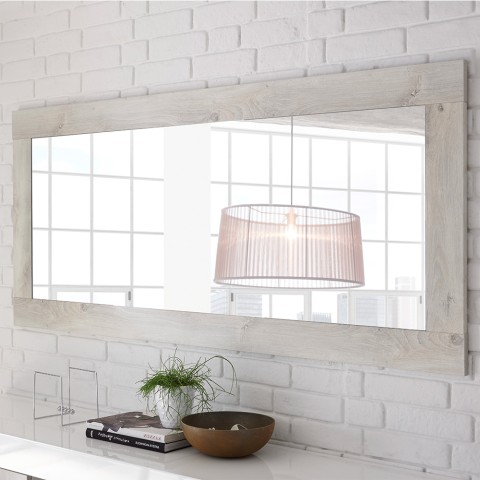 Miroir de salon avec cadre en bois blanc 75x170cm Self Urbino Promotion