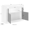 Modernes Sideboard 2 Türen 110cm glänzend weiß Zement Minus BC Auswahl