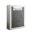 Hohe Anrichte Sideboard Wohnzimmer 2 Türen Weiß Hochglanz Schwarz Sior BX Angebot