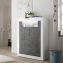Hohe Anrichte Sideboard Wohnzimmer 2 Türen Weiß Hochglanz Schwarz Sior BX Aktion