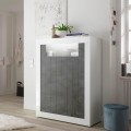 Hohe Anrichte Sideboard Wohnzimmer 2 Türen Weiß Hochglanz Schwarz Sior BX Aktion