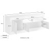Mobile porta TV bianco lucido cemento 3 ante 138cm moderno Jaor BC Sconti