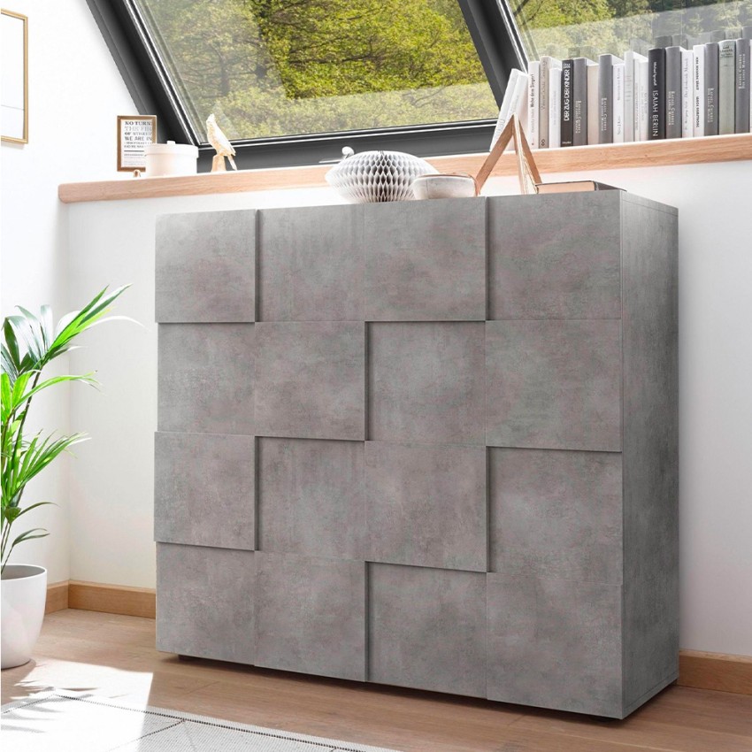 Moderne Küchenkommode Beton 2 Türen Schachbrett-Design Dama Lola Ct Aktion Moderne Küchenkommode Beton 2 Türen Schachbrett-Design Dama Lola Ct Aktion