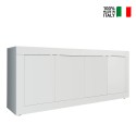 Credenza madia soggiorno 4 ante 207cm moderna bianco lucido Altea Wh Vendita