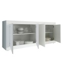 Credenza madia soggiorno 4 ante 207cm moderna bianco lucido Altea Wh Saldi