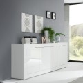 Credenza madia soggiorno 4 ante 207cm moderna bianco lucido Altea Wh Promozione