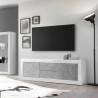 TV-Schrank 210cm 2 Türen 2 Schubladen weiß glänzend Beton Visio BC Rabatte