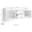 TV-Schrank 210cm 2 Türen 2 Schubladen weiß glänzend Beton Visio BC Auswahl