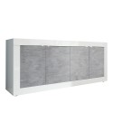 Credenza soggiorno moderna 4 ante bianco lucido cemento 207cm Altea BC Offerta