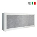 Modernes Wohnzimmer Sideboard 4 Türen glänzend weiß Zement 207cm Altea BC Verkauf