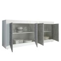 Credenza soggiorno moderna 4 ante bianco lucido cemento 207cm Altea BC Saldi