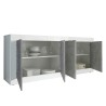 Modernes Wohnzimmer Sideboard 4 Türen glänzend weiß Zement 207cm Altea BC Sales