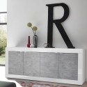 Credenza soggiorno moderna 4 ante bianco lucido cemento 207cm Altea BC Catalogo