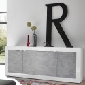 Modernes Wohnzimmer Sideboard 4 Türen glänzend weiß Zement 207cm Altea BC Katalog