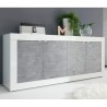 Credenza soggiorno moderna 4 ante bianco lucido cemento 207cm Altea BC Stock