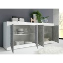 Credenza soggiorno moderna 4 ante bianco lucido cemento 207cm Altea BC Scelta