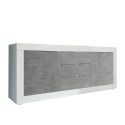 Credenza madia 2 ante 3 cassetti bianco lucido cemento 210cm Tribus BC Basic Offerta