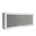 Sideboard 2 Türen 3 Schubladen weiß glänzend Zement 210cm Tribus BC Basic Angebot