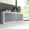 Credenza madia 2 ante 3 cassetti bianco lucido cemento 210cm Tribus BC Basic Sconti