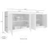 Wohnzimmer-Schrank Sideboard 4-türig 207cm glänzend weiß und Holz Altea BW. Modell
