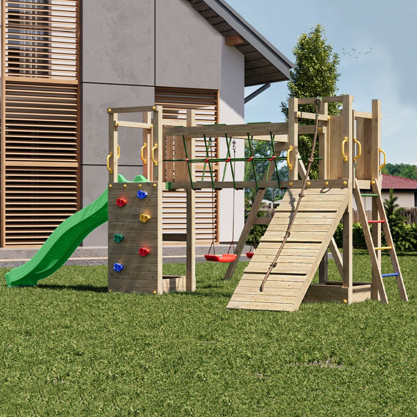 Kinderspielplatz Garten Rutsche Klettergerüst Exposure Maxi Funny Aktion