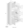 Wohnzimmer-Vitrine in glänzendem weißem Lack mit 4 Glastüren und Holzrahmen, Tina BW Basic. Maße