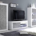 Modernes mobiler TV-Ständer in glänzendem Weiß und grauem Zement Diver BC Basic. Rabatte