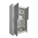 Küchenschrank Wohnzimmerschrank Madia 4 Türen glänzendes weißes Zement Novia BC Basic. Sales