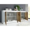 Wohnzimmer-Schrank Sideboard 4-türig 207cm glänzend weiß und Holz Altea BW. Auswahl