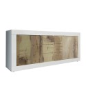 Credenza soggiorno 2 ante 3 cassetti bianco lucido e legno Tribus BW Basic Offerta