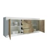 Credenza soggiorno 2 ante 3 cassetti bianco lucido e legno Tribus BW Basic Saldi