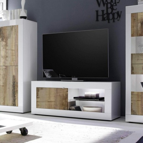 Mobile porta TV soggiorno living bianco lucido legno Diver BW Basic Promozione