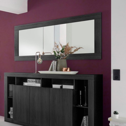 Specchio parete moderno cornice legno rovere nero 75x170cm Lynx Rimini Promozione